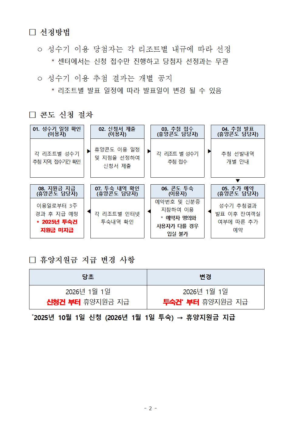 [안내] 2025년 선원휴양시설 겨울 성수기 추첨 및 휴양지원금 변경 사항 안내