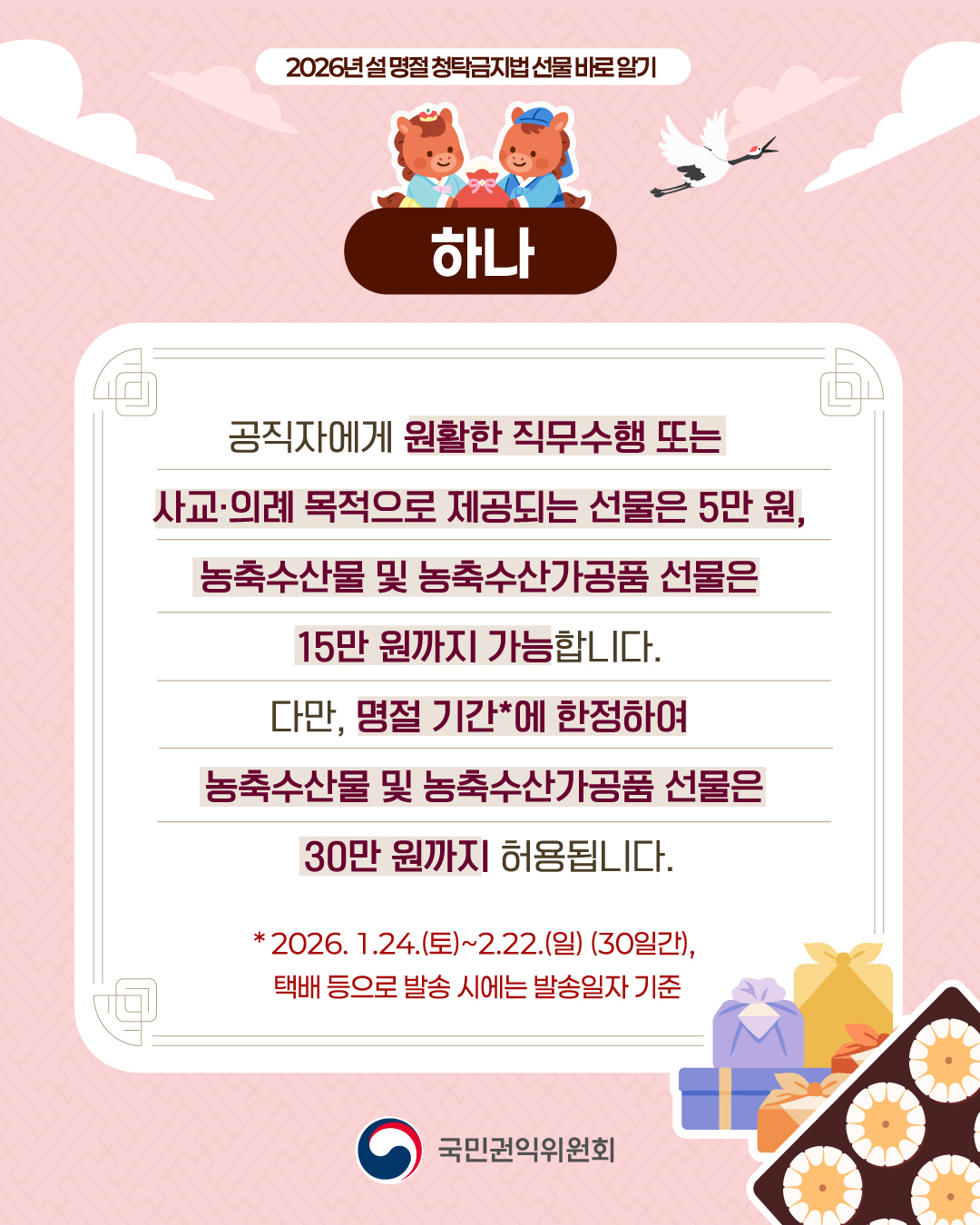 2026년 설 명절 청탁금지법 선물 바로 알기